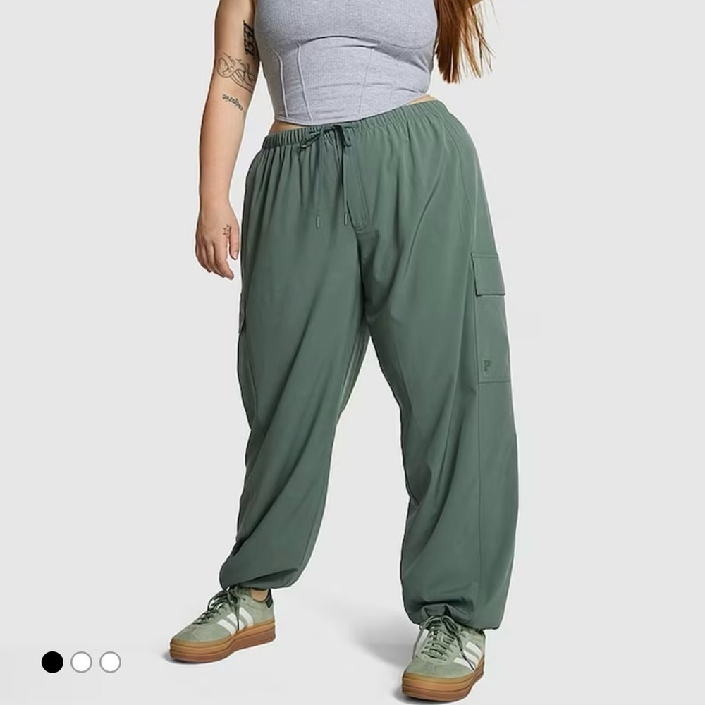 Victoria’s Secret PINK Parachute Cargo Trouser Pants Fresh Forest Green Large